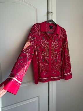 Rachel Zoe Pink Paisley Button Front Blouse